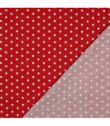 Popeline de Coton - Étoiles - ROUGE