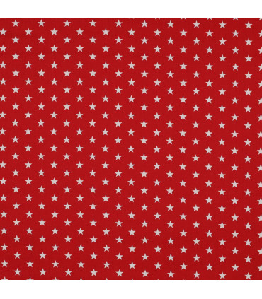 Popeline de Coton - Étoiles - ROUGE