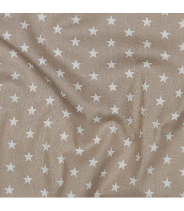 Popeline de Coton - Étoiles - BEIGE