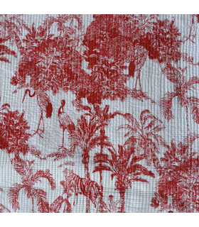 Coton indien matelassé - INDIA JUNGLE ROUGE