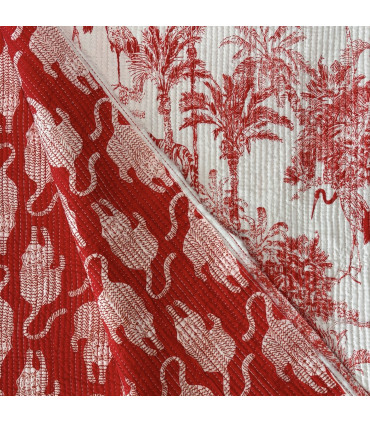Coton indien matelassé - INDIA JUNGLE ROUGE