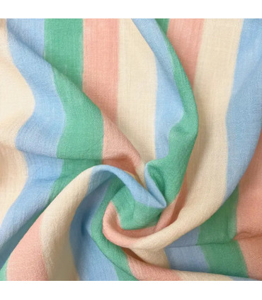 SINGULIÈRE par COUSETTE : Crêpe viscose - Rayure SORBET