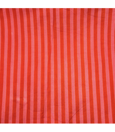 Coton Indien - RAYAH - rayé ROSE/ROUGE