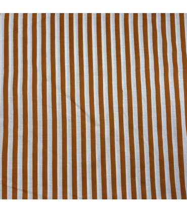 Coton Indien - RAYAH - rayé CAMEL/BLANC