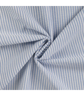 SEERSUCKER rayé BLANC et BLEU CIEL