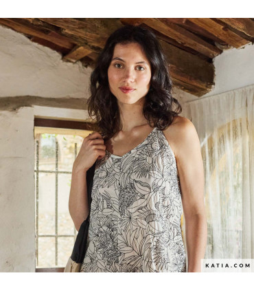 KATIA - Coton Brodé - Noir sur BLANC