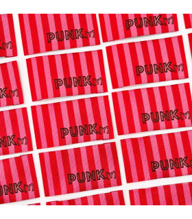 Étiquette tissée à coudre : Rayures PUNK(Y) - ROSE