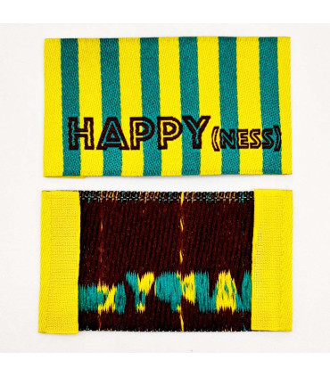 Étiquette tissée à coudre : Rayures HAPPY(NESS) - JAUNE VERT