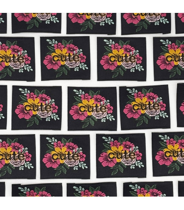 Étiquette tissée à coudre : Cute - NOIR