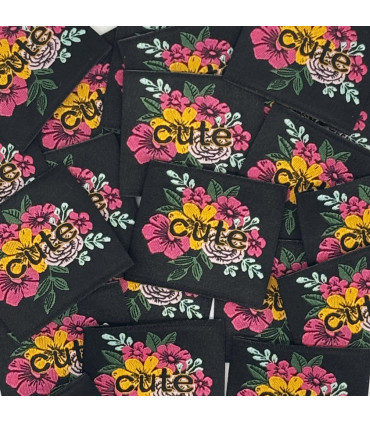 Étiquette tissée à coudre : Cute - NOIR