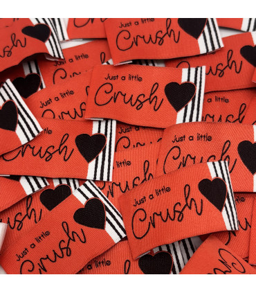 Etiquette tissée à coudre : Just a little Crush - FRAISE