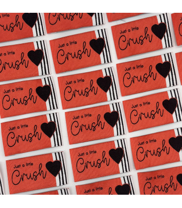 Etiquette tissée à coudre : Just a little Crush - FRAISE