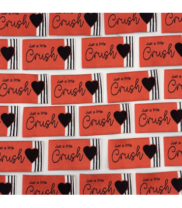 Etiquette tissée à coudre : Just a little Crush - FRAISE