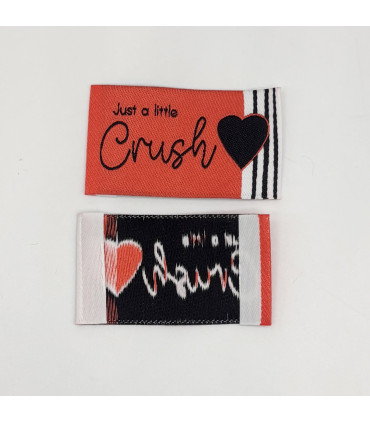 Etiquette tissée à coudre : Just a little Crush - FRAISE
