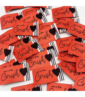 Etiquette tissée à coudre : Just a little Crush - FRAISE