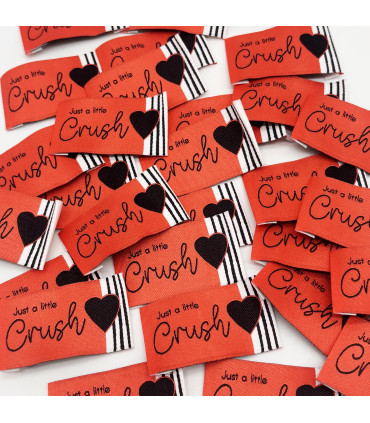 Etiquette tissée à coudre : Just a little Crush - FRAISE