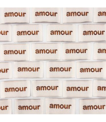 Etiquette tissée à coudre lurex : amour - BRONZE