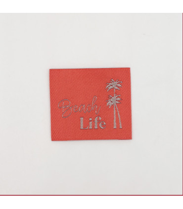 Étiquette tissée à coudre: Beach Life - Rose