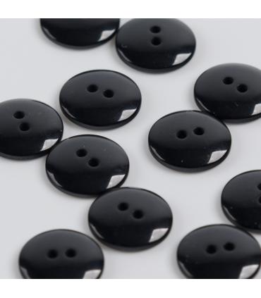 Bouton Couture Polyester Brillant 12mm - NOIR