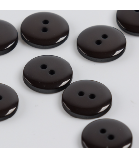 Bouton Couture Polyester Brillant 12mm - MARRON