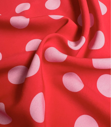 SINGULIÈRE par COUSETTE : Viscose - Jolis Pois - FRAISE