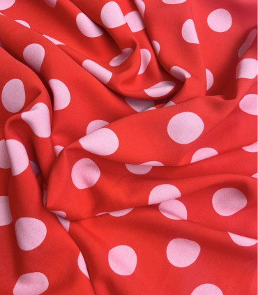 SINGULIÈRE par COUSETTE : Viscose - Jolis Pois - FRAISE