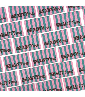 Étiquette tissée à coudre : Rayures BEAUTY(FUL) - VERT ROSE