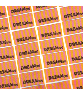 Étiquette tissée à coudre : Rayures DREAM(ER) - ORANGE ROSE