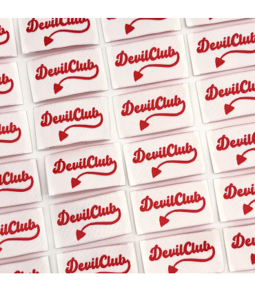 Étiquette tissée à coudre : Devil Club - ROUGE
