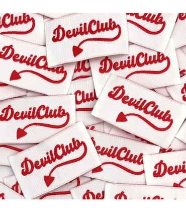 Étiquette tissée à coudre : Devil Club - ROUGE