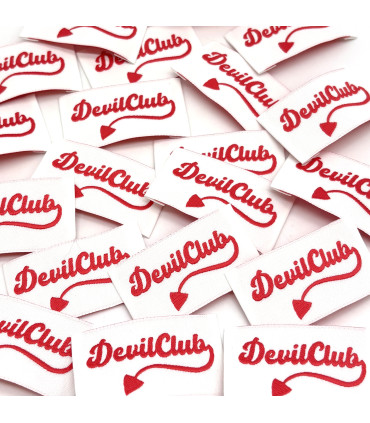 Étiquette tissée à coudre : Devil Club - ROUGE