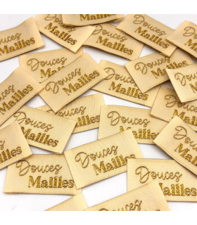 Étiquette tissée à coudre lurex : Douces Mailles - VANILLE