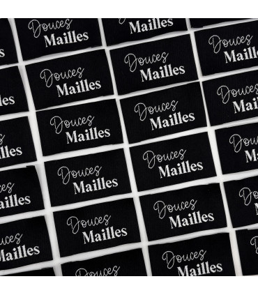 Étiquette tissée à coudre : Douces Mailles - NOIR
