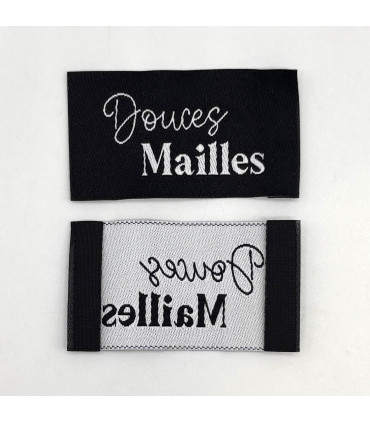 Étiquette tissée à coudre : Douces Mailles - NOIR