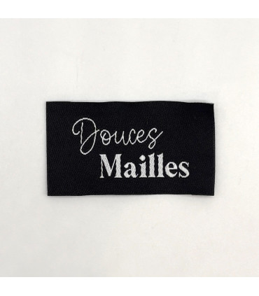 Étiquette tissée à coudre : Douces Mailles - NOIR