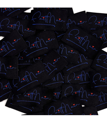 Etiquette tissée à coudre : Fait Main - MARINE NOIR