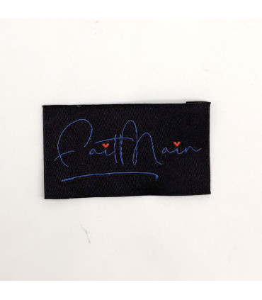 Etiquette tissée à coudre : Fait Main - MARINE NOIR