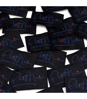 Etiquette tissée à coudre : Fait Main - MARINE NOIR