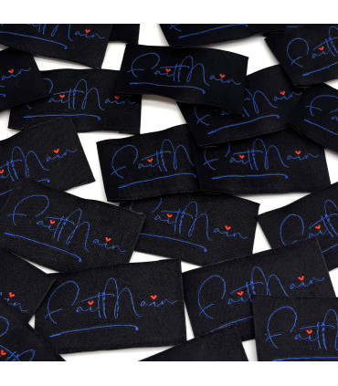 Etiquette tissée à coudre : Fait Main - MARINE NOIR