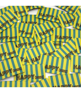 Étiquette tissée à coudre : Rayures HAPPY(NESS) - JAUNE VERT