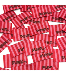 Étiquette tissée à coudre : Rayures PUNK(Y) - ROSE