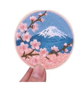 THERMOCOLLANT  - Rond - Cherry Blossum - BLEU