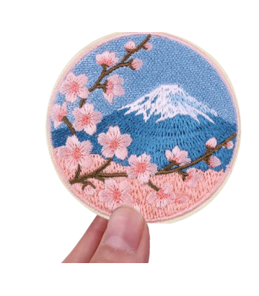 THERMOCOLLANT  - Rond - Cherry Blossum - BLEU