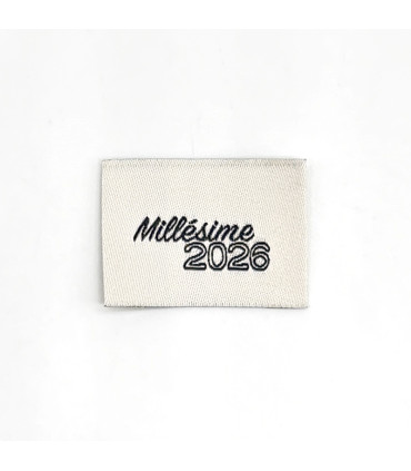 Étiquette tissée à coudre : Millésime 2026