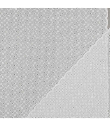 Coton brodé - BLANC - Bordure festonnée