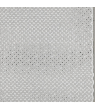 Coton brodé - BLANC - Bordure festonnée