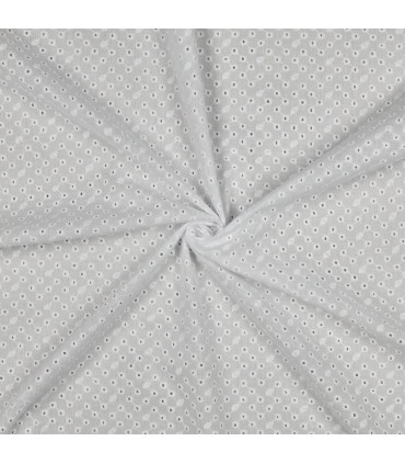 Coton brodé - BLANC - Bordure festonnée