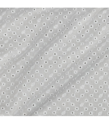 Coton brodé - BLANC - Bordure festonnée