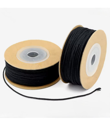 Cordon coton macramé torsadé - 1mm - NOIR