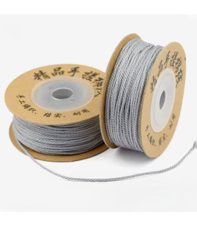 Cordon coton macramé torsadé - 1mm - GRIS